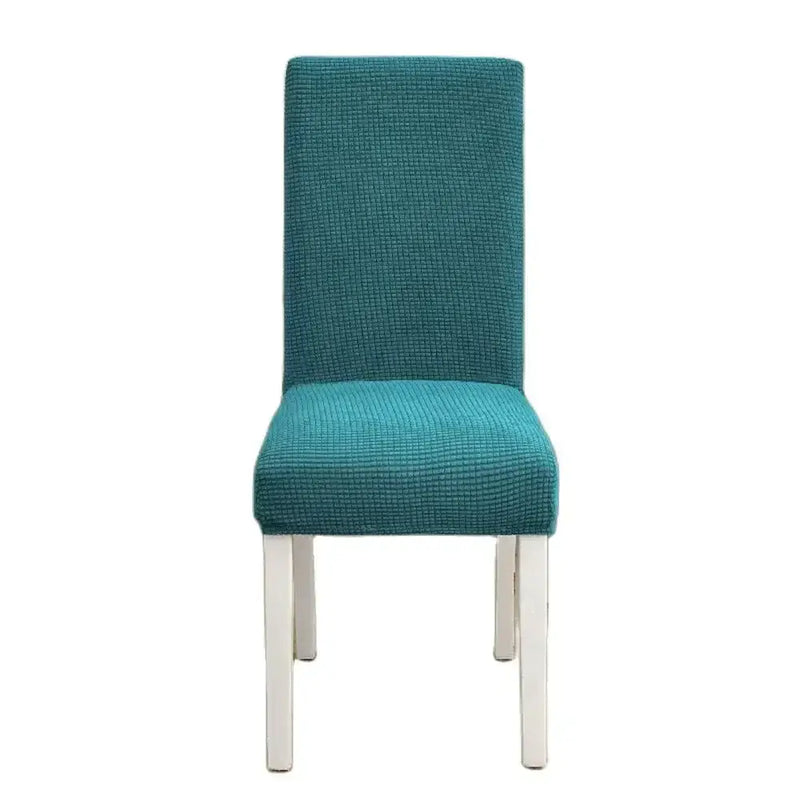 Teal blue quilted chair cover stretch elastic dining room protector