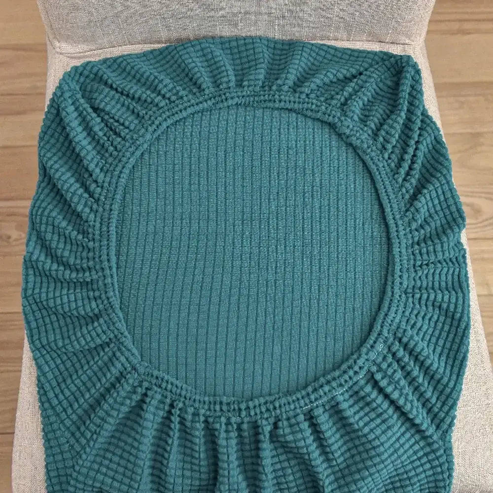 Teal blue quilted chair cover stretch elastic dining room protector