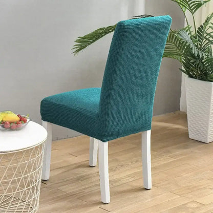 Teal blue quilted chair cover stretch elastic dining room protector