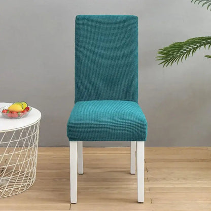 Teal blue quilted chair cover stretch elastic dining room protector