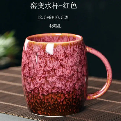Teal & brown crackle glaze 480ml ceramic mug kitchen coffee cup