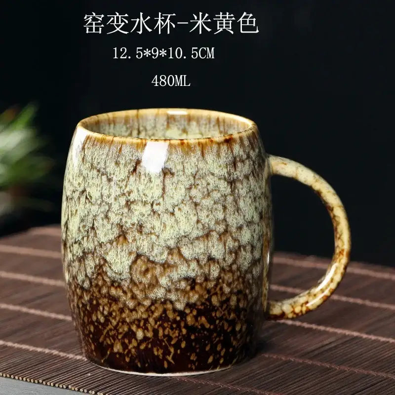 Teal & brown crackle glaze 480ml ceramic mug kitchen coffee cup