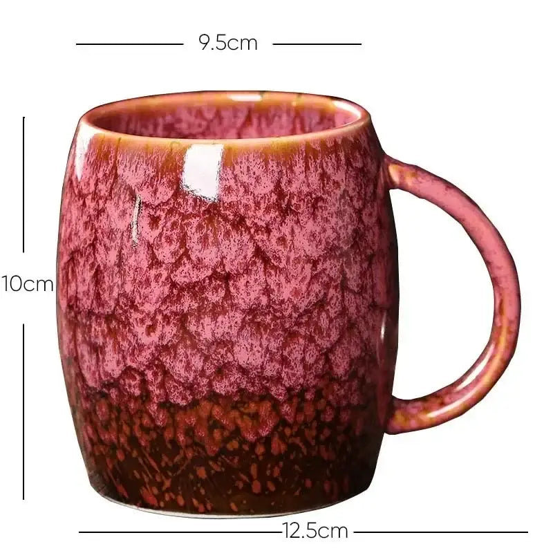 Teal & brown crackle glaze 480ml ceramic mug kitchen coffee cup