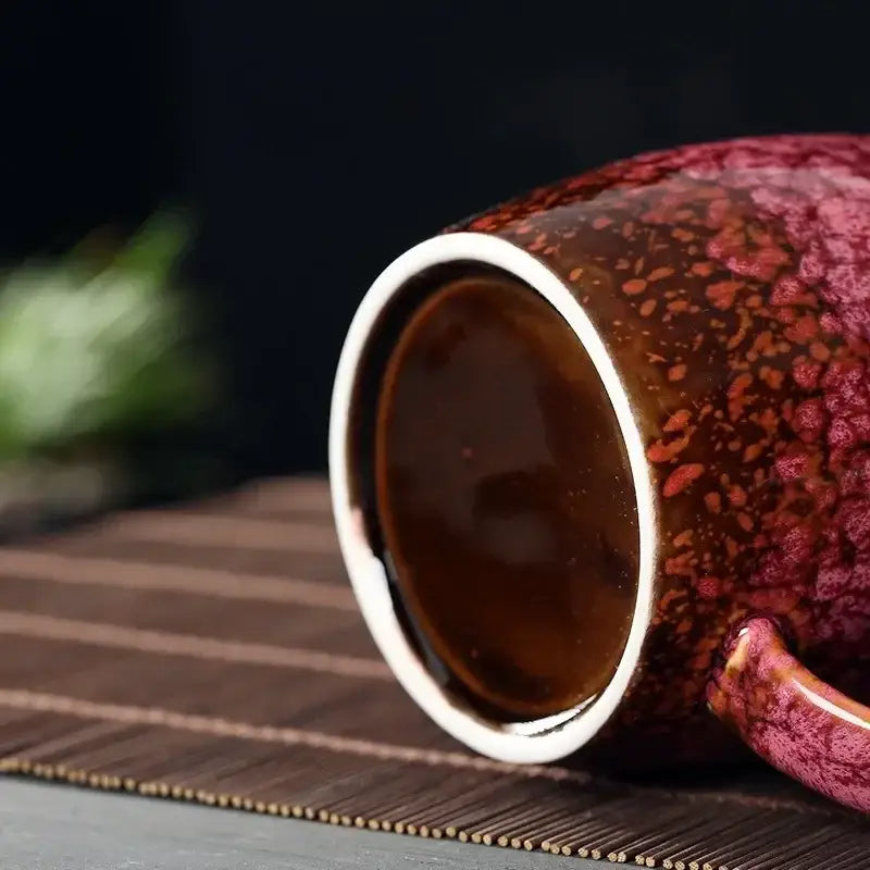 Teal & brown crackle glaze 480ml ceramic mug kitchen coffee cup