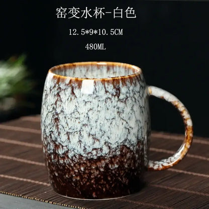 Teal & brown crackle glaze 480ml ceramic mug kitchen coffee cup
