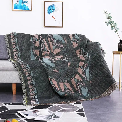 Teal butterfly carp pattern sofa blanket living room throw