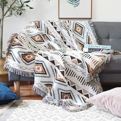 Teal butterfly carp pattern sofa blanket living room throw