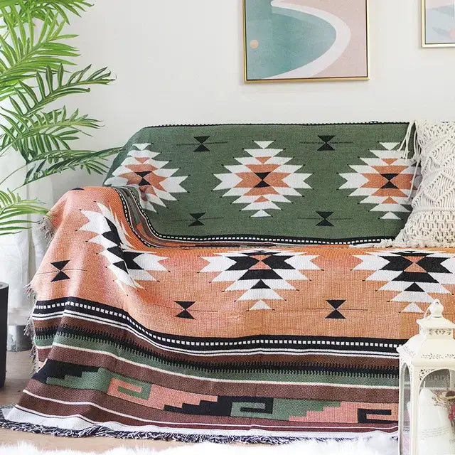Teal butterfly carp pattern sofa blanket living room throw
