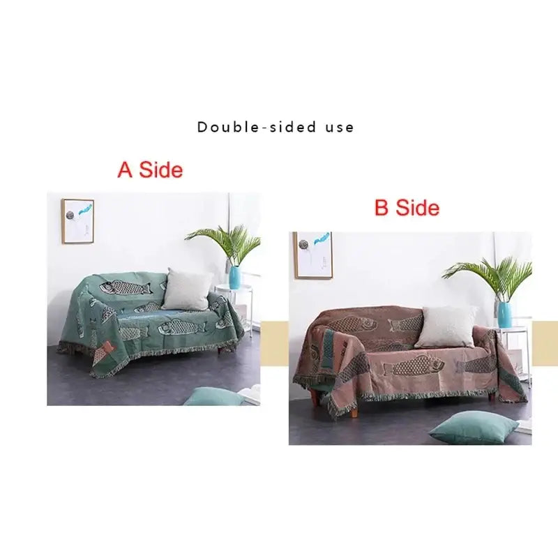 Teal butterfly carp pattern sofa blanket living room throw