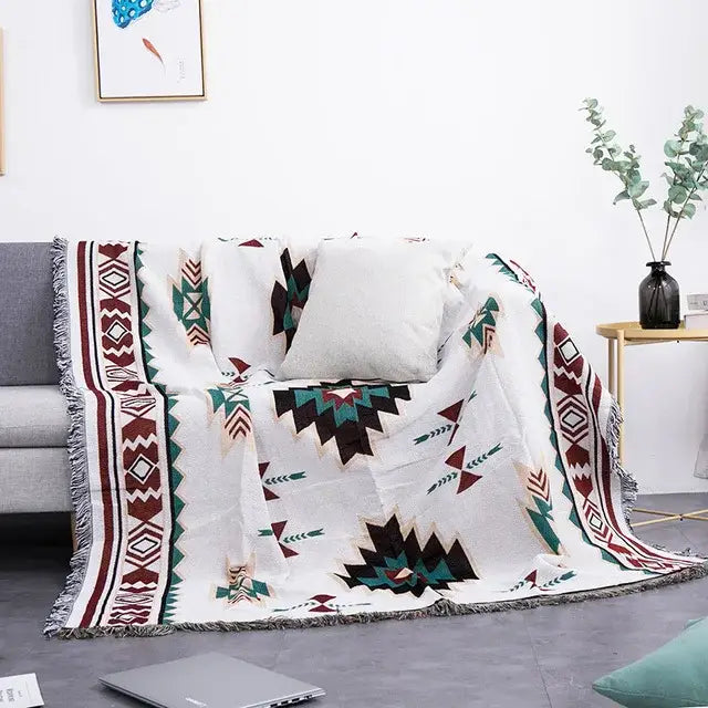 Teal butterfly carp pattern sofa blanket living room throw