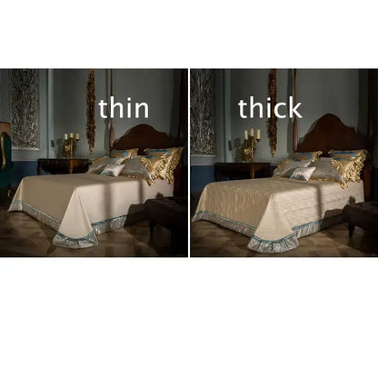 Teal & gold embroidered 200s egyptian cotton bedding set bedroom