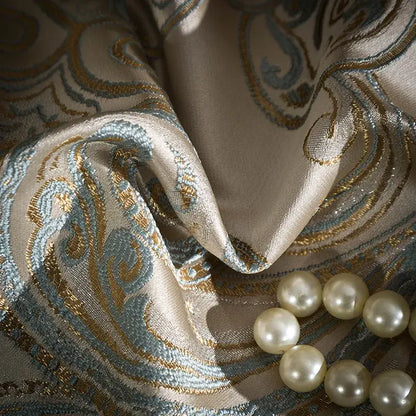 Teal & gold embroidered 200s egyptian cotton bedding set bedroom