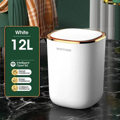 Teal & gold smart sensor luxury trash can kitchen dual compartment