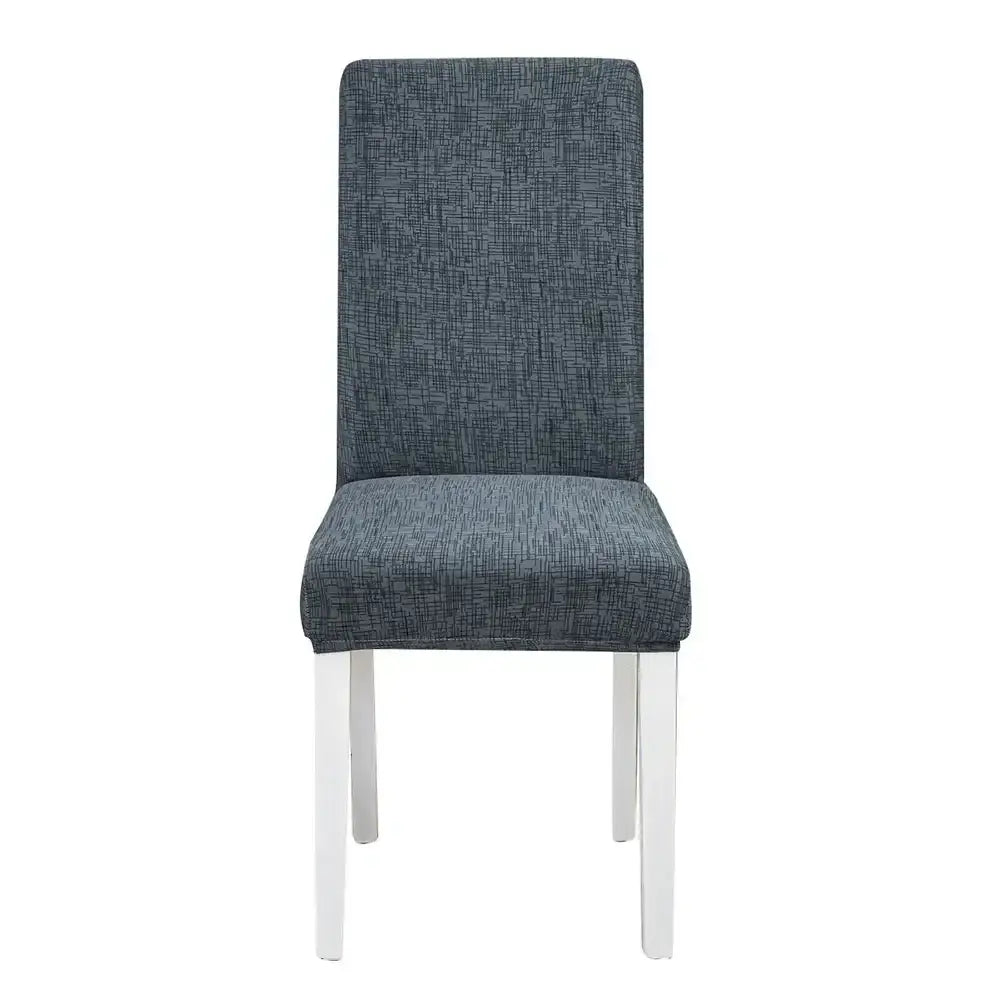 Teal & gray geometric stretch chair cover dining room slipcover