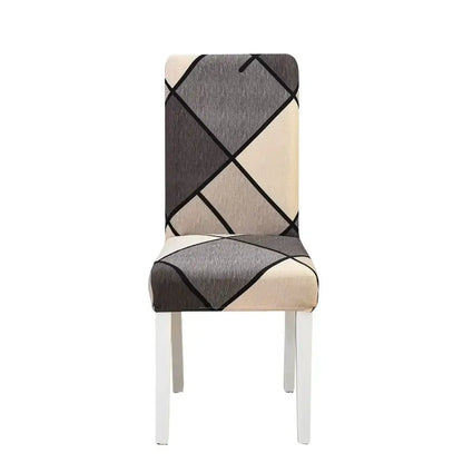 Teal & gray geometric stretch chair cover dining room slipcover