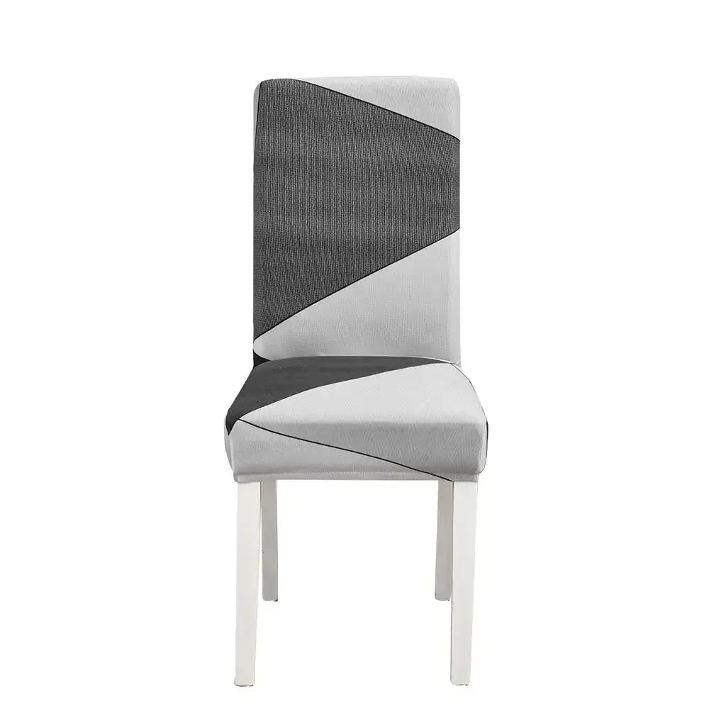 Teal & gray geometric stretch chair cover dining room slipcover