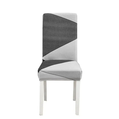 Teal & gray geometric stretch chair cover dining room slipcover