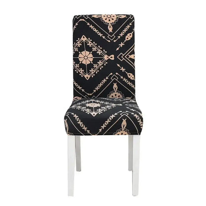 Teal & gray geometric stretch chair cover dining room slipcover