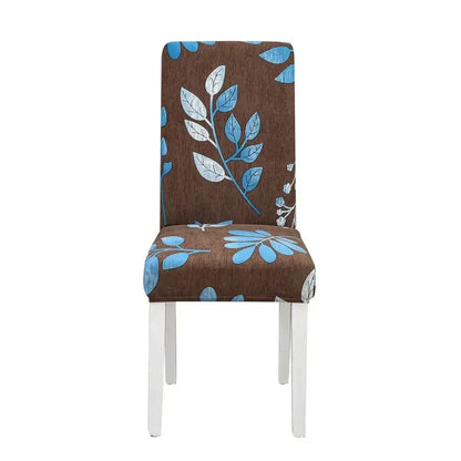 Teal & gray geometric stretch chair cover dining room slipcover
