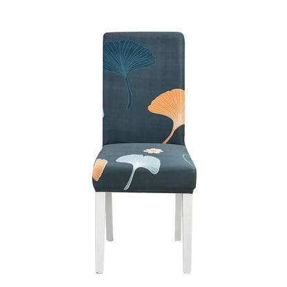Teal & gray geometric stretch chair cover dining room slipcover