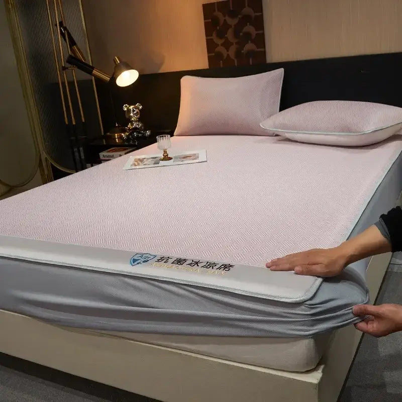 Teal herringbone cooling silky soft fitted sheet set bedroom bedding
