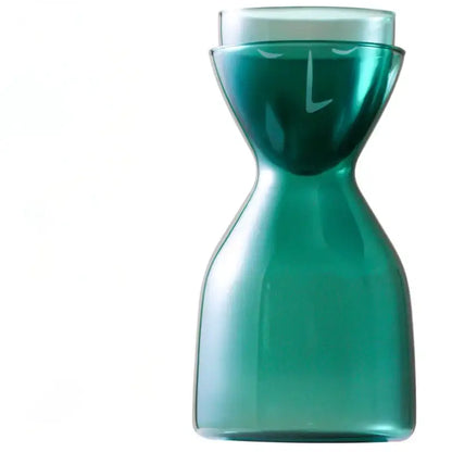 Teal hourglass glass tea infuser water bottle kitchen carafe