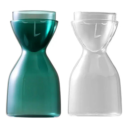 Teal hourglass glass tea infuser water bottle kitchen carafe