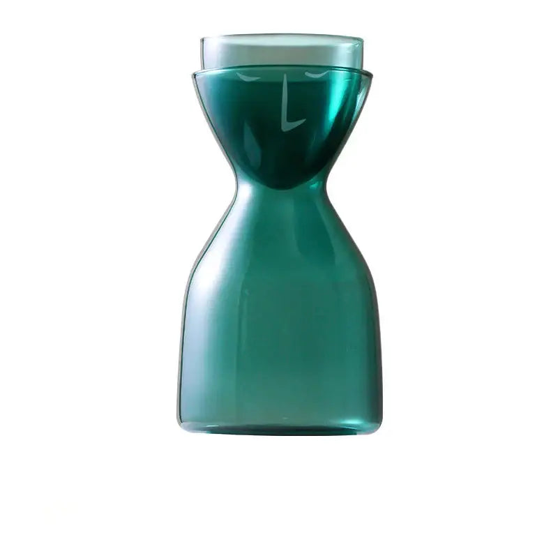 Teal hourglass glass tea infuser water bottle kitchen carafe
