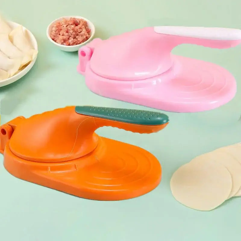 Teal & orange dough press tool kitchen dumpling skin maker