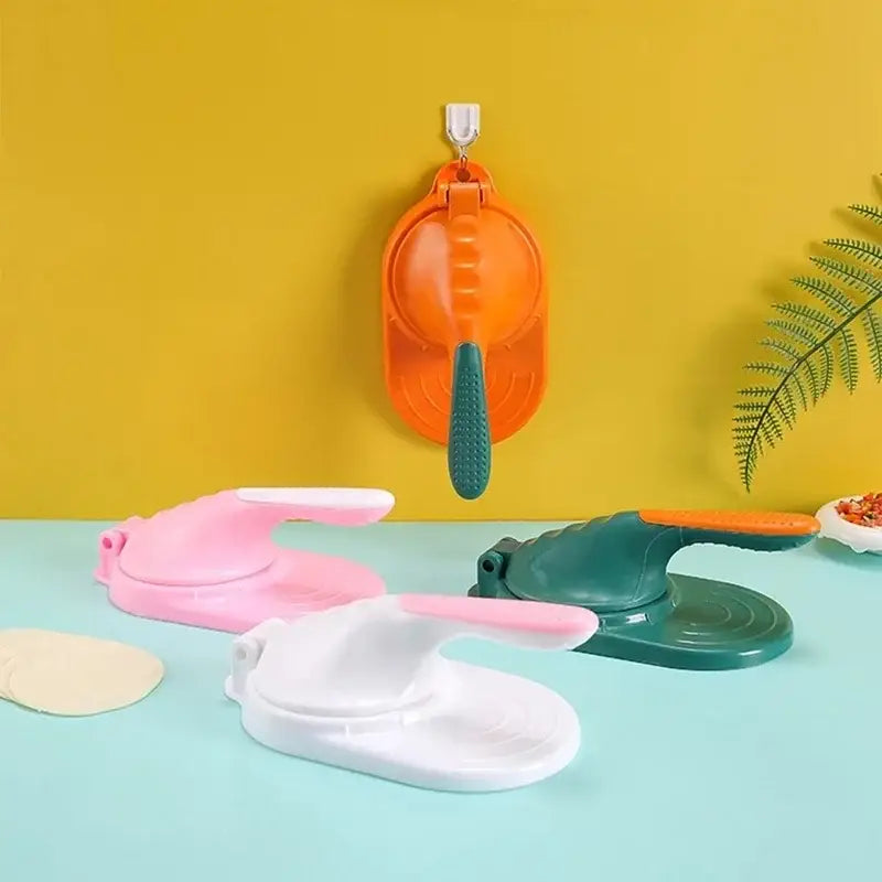 Teal & orange dough press tool kitchen dumpling skin maker