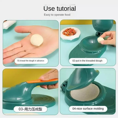 Teal & orange dough press tool kitchen dumpling skin maker