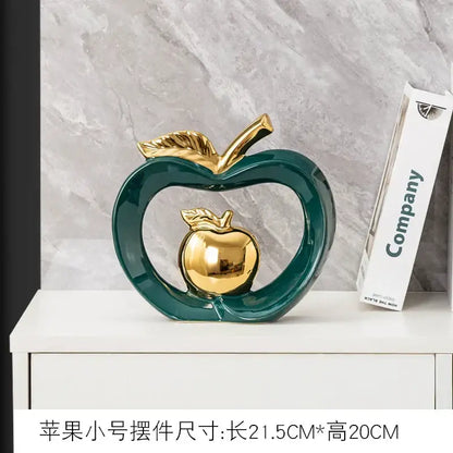 Teal & orange gold plated ceramic apple storage box for living room