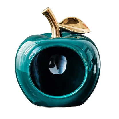 Teal & orange gold plated ceramic apple storage box for living room