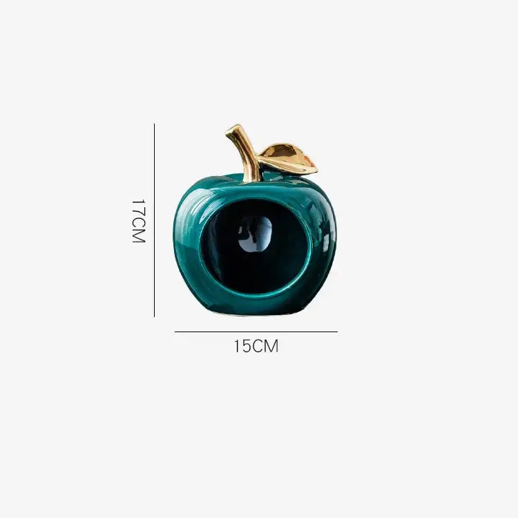 Teal & orange gold plated ceramic apple storage box for living room