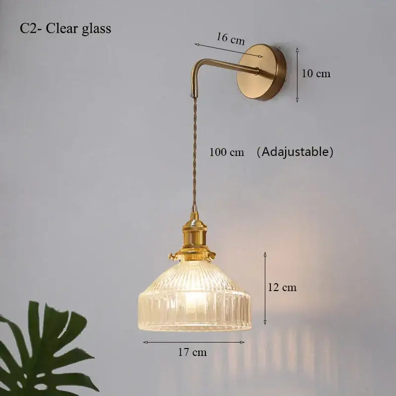 Teal ribbed glass shade led wall lamp for luxury living room decor