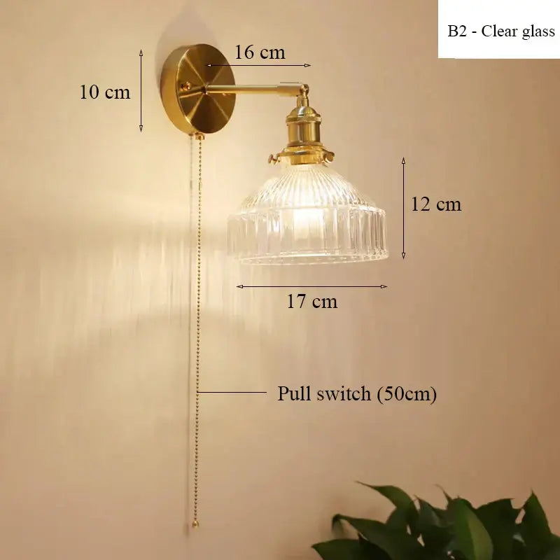 Teal ribbed glass shade led wall lamp for luxury living room decor