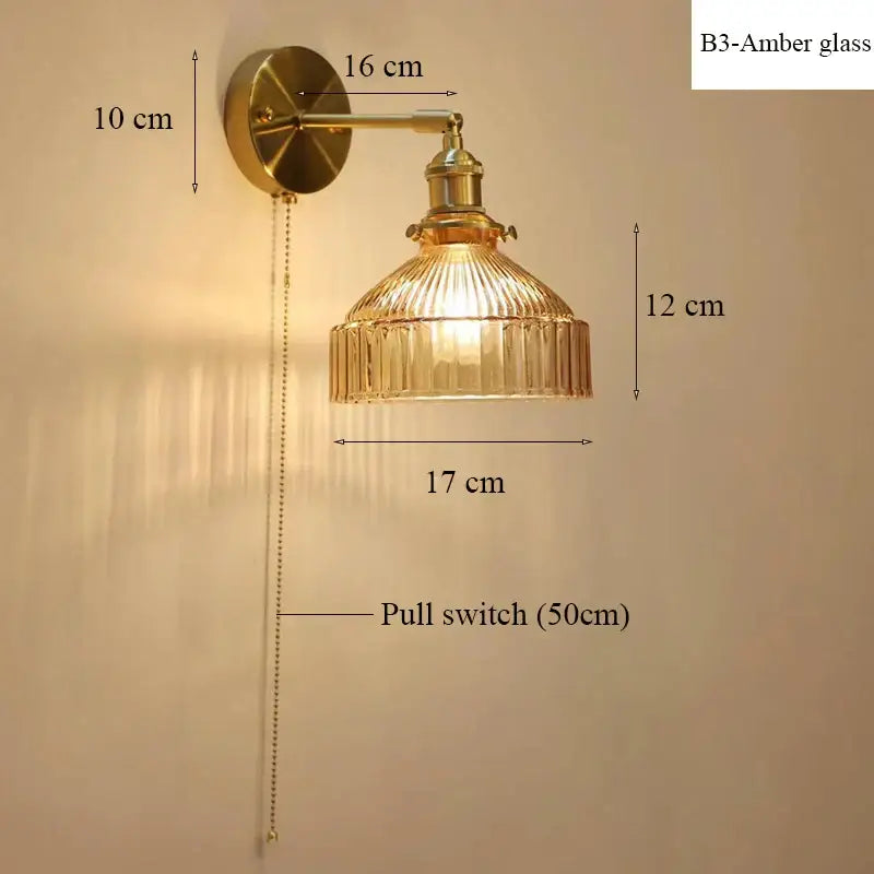 Teal ribbed glass shade led wall lamp for luxury living room decor