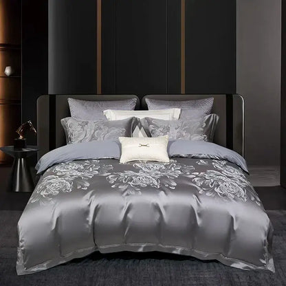 Teal & silver geometric 1000tc egyptian cotton bedding set bedroom