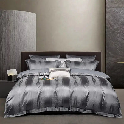Teal & silver geometric 1000tc egyptian cotton bedding set bedroom