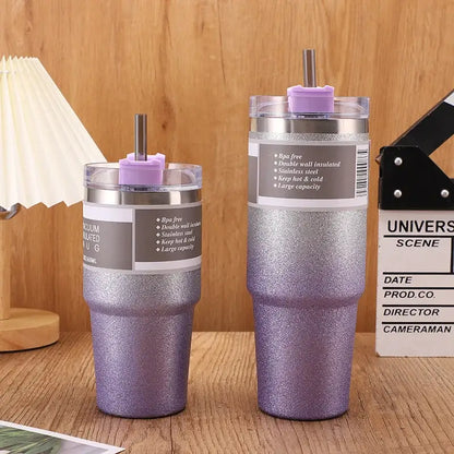 Teal & silver glitter coffee cup thermos kitchen insulated mug