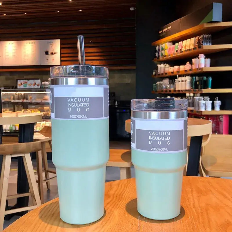 Teal & silver glitter coffee cup thermos kitchen insulated mug