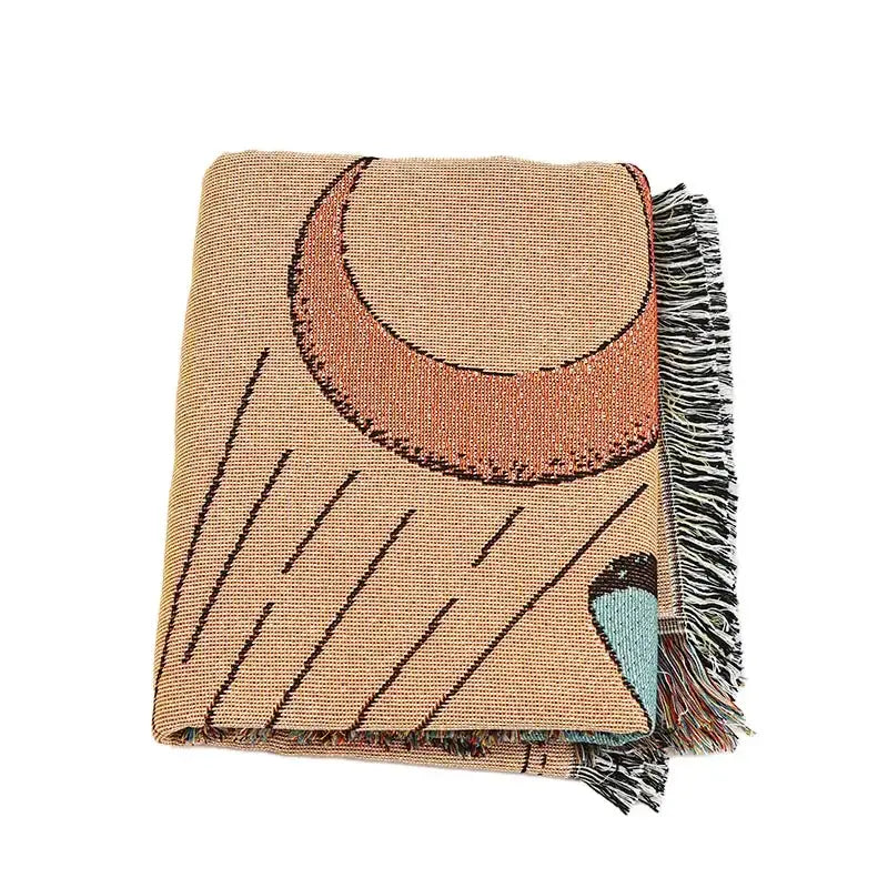 Teal tiger knitted nordic outdoor sofa blanket living room throw