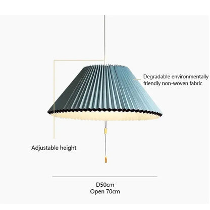 Teal & white deformed fabric umbrella dining room pendant
