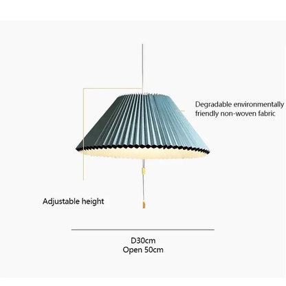 Teal & white deformed fabric umbrella dining room pendant