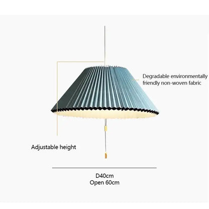 Teal & white deformed fabric umbrella dining room pendant