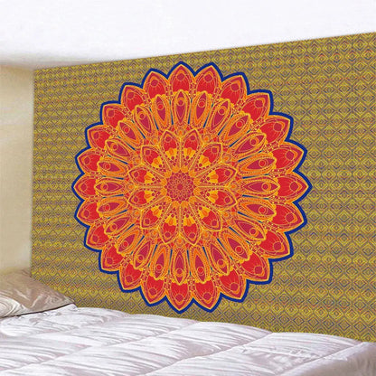 Teal & white indian mandala psychedelic tapestry bedroom wall decor