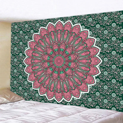 Teal & white indian mandala psychedelic tapestry bedroom wall decor