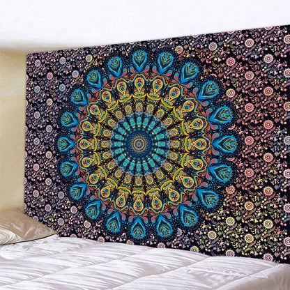 Teal & white indian mandala psychedelic tapestry bedroom wall decor