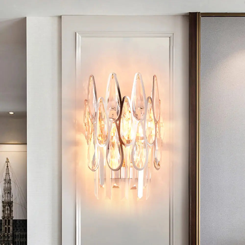 DecorBites™ Teardrop Wall Light Sconce - Gold Finish Crystal Wall Lamp with Half-Circle Design