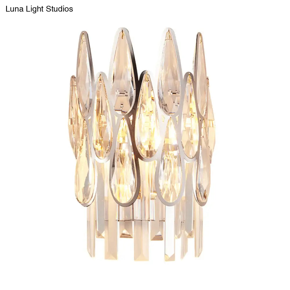 DecorBites™ Teardrop Wall Light Sconce - Gold Finish Crystal Wall Lamp with Half-Circle Design